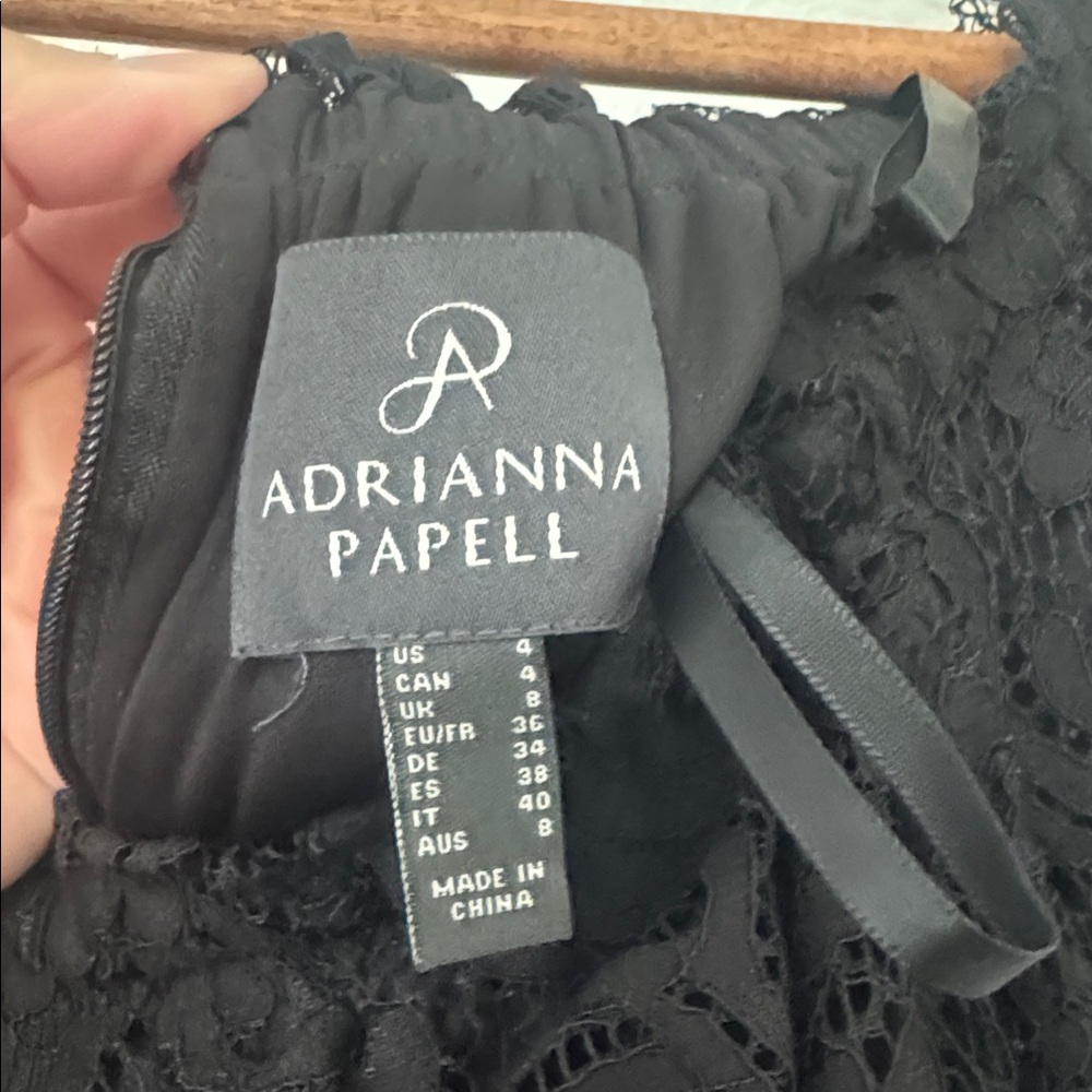 Adrianna Papell Off the Shoulder Lace Sleeve Jumpsuit Black Size 4 Formal Event - Picture 7 of 9